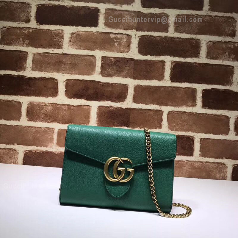 Gucci GG Marmonet Leather Mini Chain Bag Green 401232